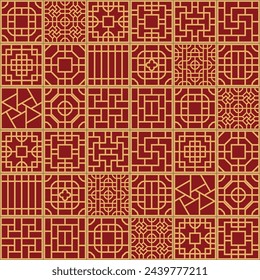 Chinese Antique Carved Wood Window Seamless Pattern