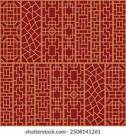 Chinese Antique Carved Wood Window Seamless Pattern
