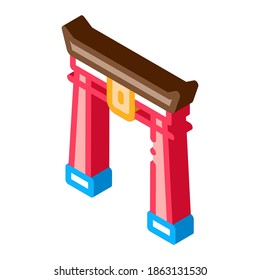 chinese arch with columns icon vector. isometric chinese arch with columns sign. color isolated symbol illustration
