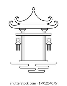 Chinese arch line style icon design, China culture asia travel landmark famous asian and oriental theme Vector illustration