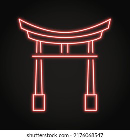 Chinese arch neon icon in line style. Asian style traditional gate symbol. Vector illustration.