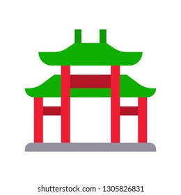 Chinese architectural arch vector, Chinese lunar new year flat design icon