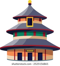 Chinese architecture cartoon icon. Asian culture symbol