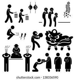 Chinese Asian China Religion Culture Tradition Stick Figure Pictogram Icon