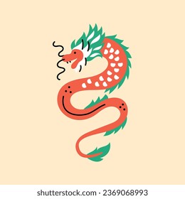 Chinese asian dragon color concept. Dragon for tattoo design. Chinese new year cartoon style. Digital illustration for web page, mobile app, promo.