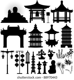 Chinese Asian Temple Building Architecture Design Elements