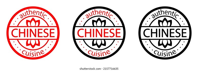 Sello de cocina china auténtica. Juego de etiquetas de comida china. Sabor de comida asiática. Lo mejor de la ciudad.