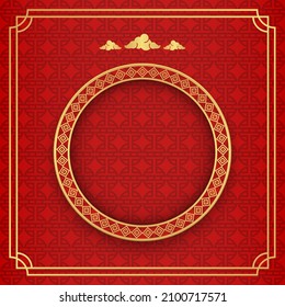 Chinese background, decorative classic festive red background and gold frame, vector illustration