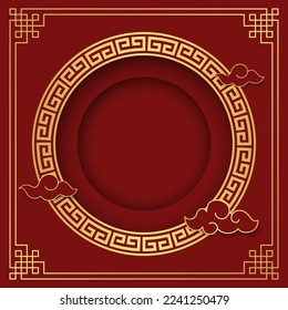 Chinese background, decorative classic festive red background and gold frame, vector illustration