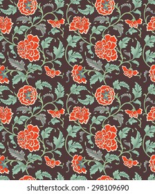 Chinese background with flowers. Seamless ornamental antique pattern.