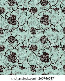 Chinese background with flowers. Seamless pattern.