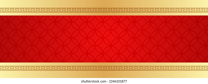 Chinese background vector, oriental banner design with gold red color with empty space, chinese new year traditional art template