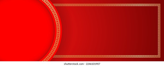 Chinese background vector, oriental banner design with gold red color with empty space, chinese new year traditional art template