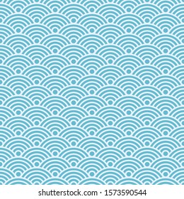 Chinese background Wave seamless pattern Coral Blue color