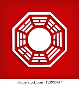 Chinese Bagua symbol on red - vector illustration