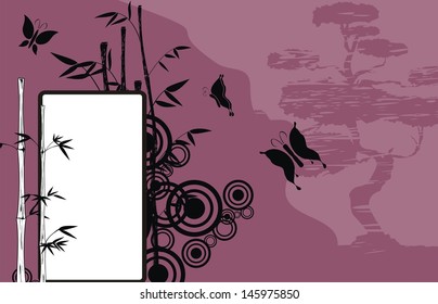 chinese bamboo background butterfly in vector format very easy to edit