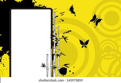 chinese bamboo background butterfly in vector format very easy to edit