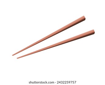 Chinese bamboo chopsticks on white background. Vector realistic illustration