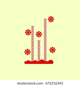 Chinese bamboo Vector illustration of bamboo and snow in flat style