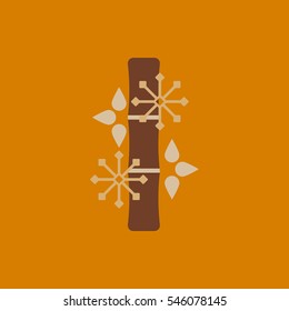 Chinese bamboo Vector illustration of bamboo and snowflakes in flat style