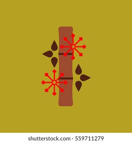 Chinese bamboo Vector illustration of bamboo and snowflakes in flat style