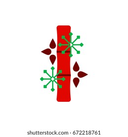 Chinese bamboo Vector illustration of bamboo and snowflakes in flat style