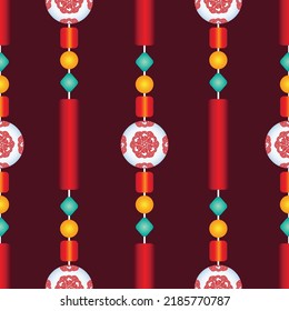 Chinese Beads Curtain Seamless Pattern, Oriental Gemstone Bracelet Wallpaper, Ornamental Necklace Background, Asian Jewelry Backdrop
