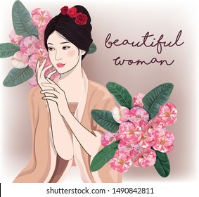 Chinese beautiful woman vector illustration