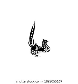 Chinese Bird Illustration in Black White, Asian Ornamental, Oriental Style, can use for Logo Gram, Pictogram, Apps, Website, Ornate, Decoration or Graphic Design Element. Vector Illustration