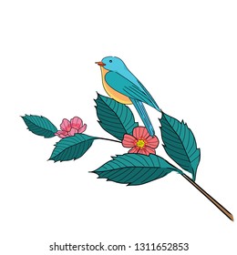 Chinese Bird on a tree branch