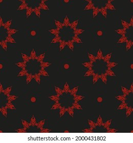 Chinese black and red abstract seamless vector background. Wallpaper in a vintage style template. Indian floral element. Graphic ornament for fabric, packaging, packaging.