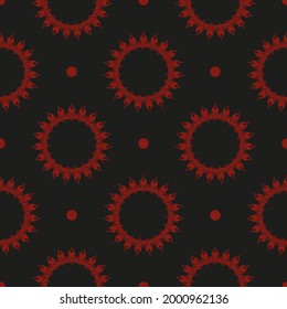 Chinese black and red abstract seamless vector background. Wallpaper in a vintage style template. Indian floral element. Graphic ornament for fabric, packaging, packaging.