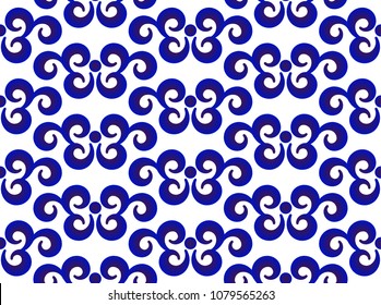 Chinese blue and white background for design, porcelain, indigo, chinaware, ceramic tile, ceiling, texture, wall, paper silk and fabric, cloud pattern seamless China style, vector illustration