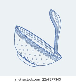 Chinese Blue and White Porcelain Bowl and Spoon Doodle