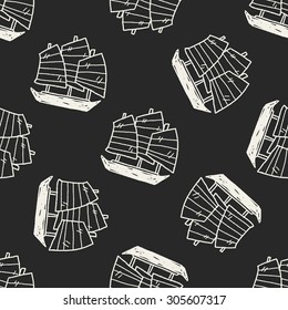 Chinese boat doodle seamless pattern background