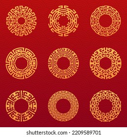 Chinese border collection. Chinese style pattern. Vector illustration