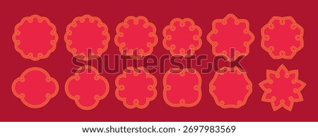Chinese Border Frame. Simple Oriental Pattern. Vector China Ornament Elements. Asian Vintage Frames