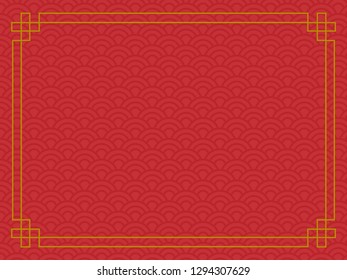 Chinese Border Ornament Traditional Frame On Red Background