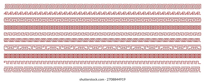 Conjunto de frontera chino, marco asiático sin patrón, decoración