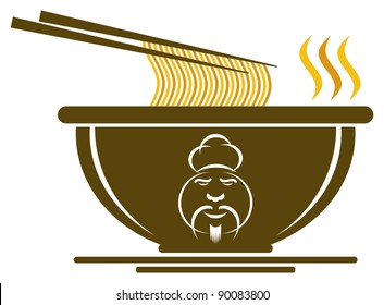 Chinese Bowl with chef sign (Vector)