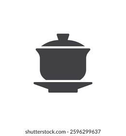 Chinese bowl without a handle vector icon. filled flat sign for mobile concept and web design. Gaiwan small lidded tea cup glyph icon. Chinese Gaiwan symbol, logo illustration. Vector graphics
