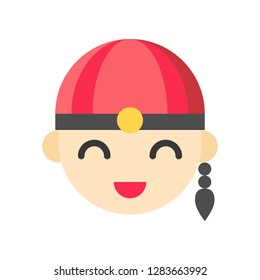 Chinese boy face vector, Chinese New Year related flat design icon