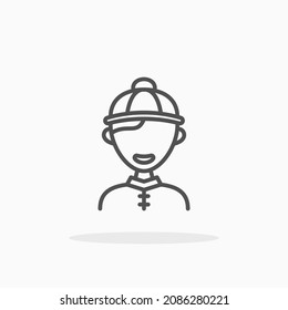Chinese Boy icon. Editable Stroke and pixel perfect. Outline style. Vector illustration. Enjoy this icon for your project.