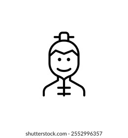 Chinese boy icon in thin line style vector illustration graphic design