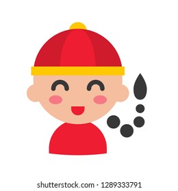 Chinese boy vector, Chinese lunar new year flat style icon 