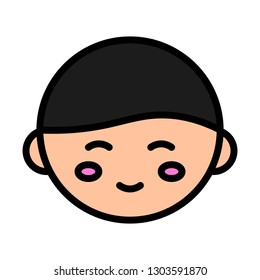 Chinese boy vector, Chinese lunar new year filled icon, editable outline