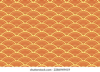 Patrón impecable de la marca china. Elemento de diseño repetitivo para imprimir sobre tela, fondo. Patrón tradicional de olas oceánicas, cultura oriental. Moda y estilo. Dibujo vectorial plano de dibujos animados