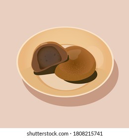 Chinese Brown Sugar Bun, Traditional Food, Vector 