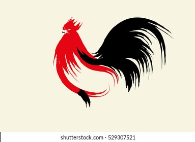 Chinese Brush Stroke Rooster
