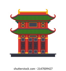 Chinese buddhist temple or church, vector icon